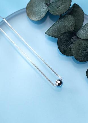 Ланцюжок-чокер срібний куля в стилі мінімалізм, срібло 925 проби, довжина 33 + 8 см