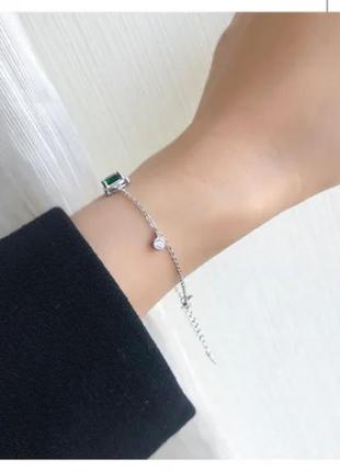Набор украшений изумруд, браслет+подвеска-чокер с камнем зеленого цвета, серебряное покрытие 925 пробы7 фото