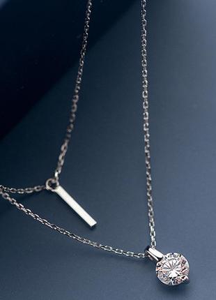 Двойная цепочка серебряная бузинная палочка и воскрешающий камень, серебро 925 пробы, длина 40+4 см8 фото
