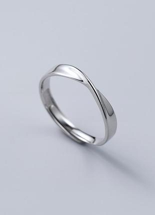Кольцо мёбиуса серебряное, колечко на большой палец минимализм, серебро 925 пробы, регулируемый размер 18-221 фото