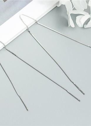 Сережки-протяжки срібні, сережки ниточки довгі, срібло 925 проби, 20, 14 та 10 см6 фото