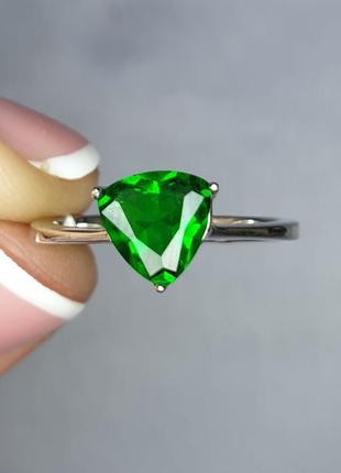 Кольцо серебряное с зеленым агатом  17,5 1,75 г3 фото