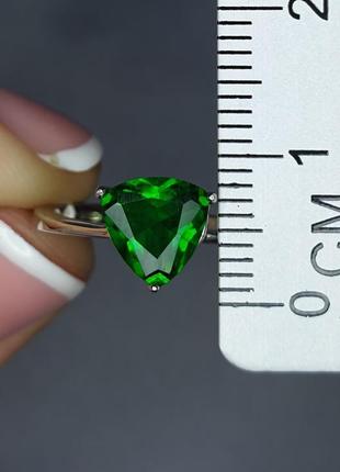 Кольцо серебряное с зеленым агатом  17,5 1,75 г4 фото