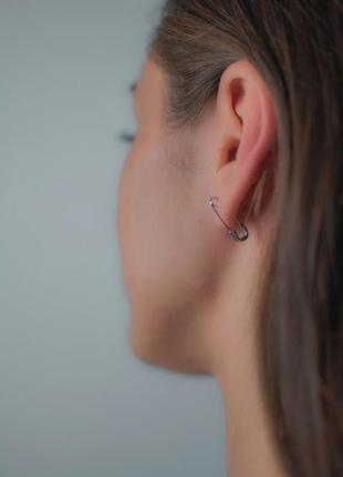 Сережки-булавки срібні, маленькі шпильки на вушко, срібло 925 проби, 2 шт, покриття родій або чорні, розмір 22*7 мм