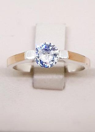 Кольцо серебряное с кубическим цирконием и золотыми пластинами 19 2,88 г