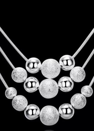 Изысканное многослойное ожерелье-цепочка из стерлингового серебра с бусинами.5 фото