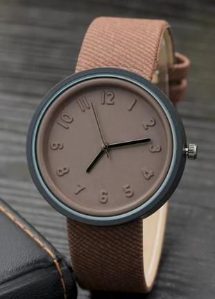 Стильные часы коричневые унисекс1 фото