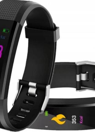 Смарт фитнес браслет трекер умные спортивные часы для здоровья с черным ремешком.2 фото