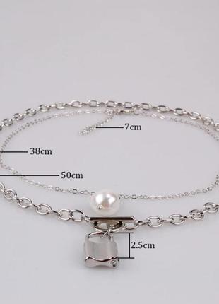 Винтажное многослойное ожерелье- цепочка с подвесками2 фото
