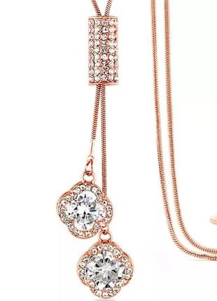 Винтажное ожерелье- цепочка с кулоном и подвесками циркония3 фото