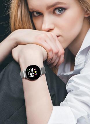 Сенсорний смарт годинник smart watch cf68 золотий з тонометром пульсоксиметром10 фото