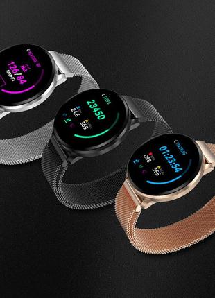 Сенсорний смарт годинник smart watch cf68 золотий з тонометром пульсоксиметром3 фото