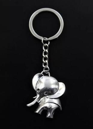 Брелок металлический для ключей, сумок, рюкзаков "слоник / elephant" серебристый