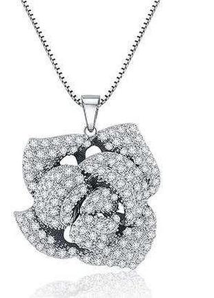 Крупний кулон квітка троянда з ланцюжком біжутерія, кольє з трояндою, прикраси троянди