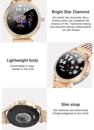 Женские умные смарт часы smart watch 3h золотистые. фитнес браслет трекер9 фото