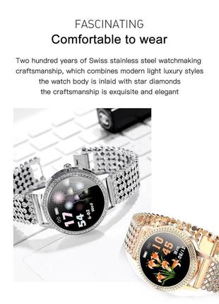 Женские умные смарт часы smart watch 3h золотистые. фитнес браслет трекер8 фото