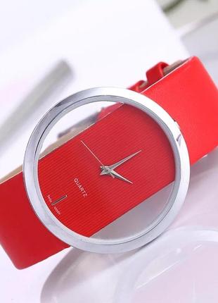 Модные супер часы, прозрачные. красный ремешок.3 фото