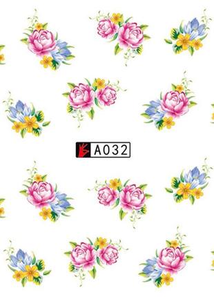 Слайдер дизайн, водные наклейки на ногти для маникюра ble 1332