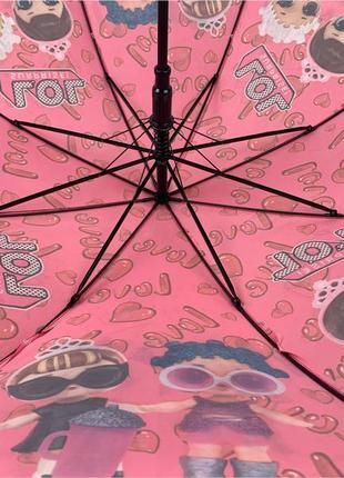 Детский зонт-трость полуавтомат розовый с надписью "lol" от flagman n147-45 фото