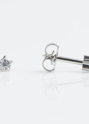 L104w сережки медична сталь, колір кристал 4 мм studex usa