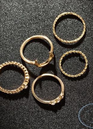 Набор женских колец 5 шт регулируемые золотой цвет луна комплект на фаланги костяшки2 фото