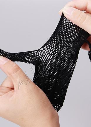 Перчатки кружевные короткие сеточка черные (p501black)