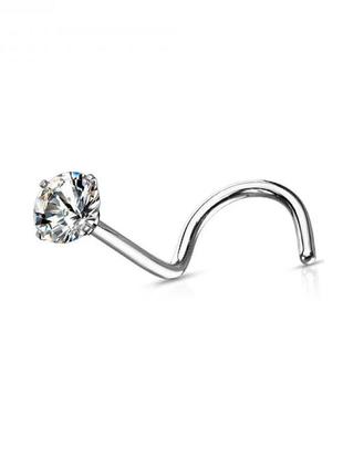 Сережки для пірсингу носа з цирконієм 1.0х3мм