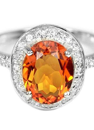 Кільце з натуральним цитрином і куб. цирконієм