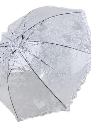 Детский прозрачный зонт-трость с ажурным принтом от sl, белый, 18102-3