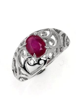 Серебряное кольцо с натуральным рубином1 фото