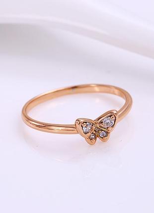 Нежное женское кольцо бабочка ювелирная бижутерия 18k размер 173 фото