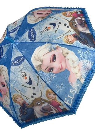 Детский зонт-трость голубой с принцессами и оборками от paolo rossi 011-1
