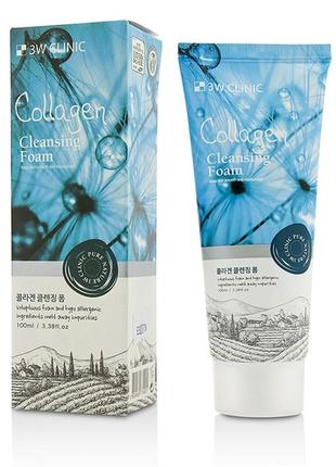 Пінка для вмивання з колагеном 3w clinic cleansing foam 100ml collagen