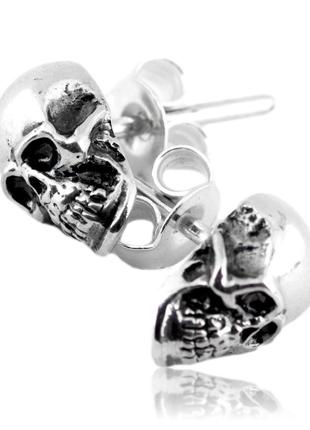 Череп серьги серебро пуссеты