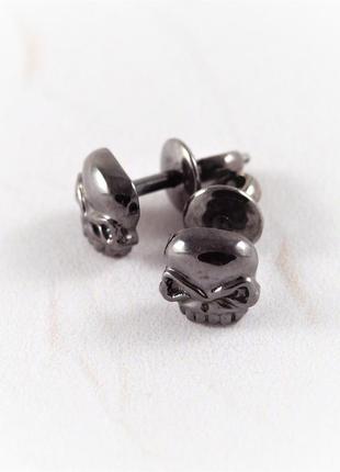 Череп маленькі сережки срібло покриття чорний родій