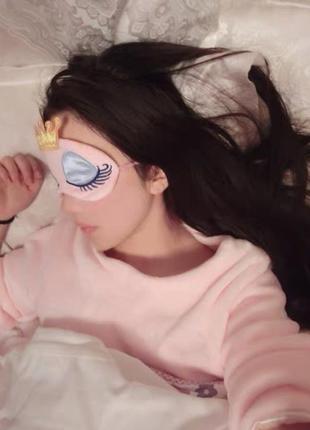 Удобная мягкая маска для сна—повязка на глаза милая королевская для девочек и девушек4 фото