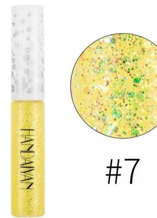 Жовта підводка для очей з великими блустками, голограма.