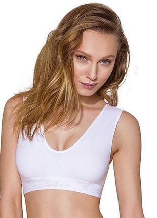 Спортивный топ из эластичного хлопка ps005 top white s - passion