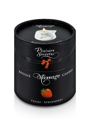Массажная свеча с ароматом клубники plaisirs secrets strawberry 80 мл (so1848)4 фото