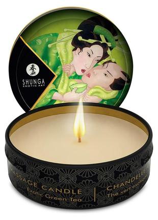 Массажная свеча с ароматом зеленого чая shunga mini massage candle exotic green tea 30 мл (so2521)1 фото