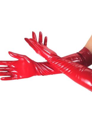 Глянцевые виниловые перчатки art of sex - lora, размер s, цвет красный3 фото