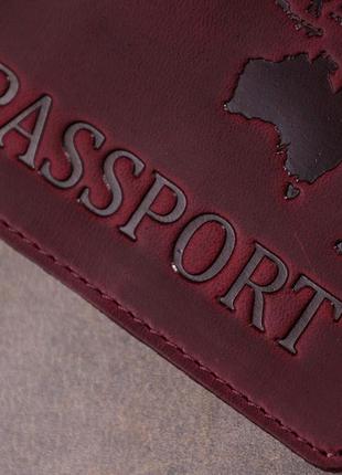 Замечательная кожаная обложка на паспорт shvigel 16551 бордовый7 фото