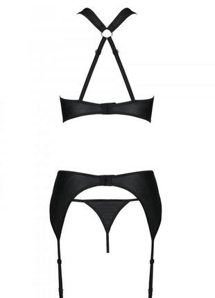 Сетчатый набор: бюстгальтер с халтером, трусики и пояс для чулок amanda set black l/xl - p...