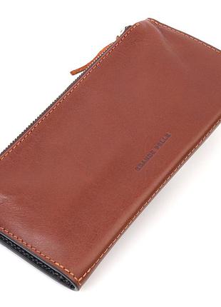 Практиковий чоловічий портмоне grande pelle 11424 коричневий2 фото