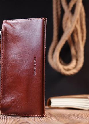 Практиковий чоловічий портмоне grande pelle 11424 коричневий9 фото