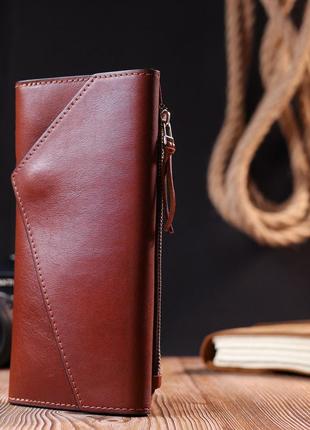 Практиковий чоловічий портмоне grande pelle 11424 коричневий8 фото