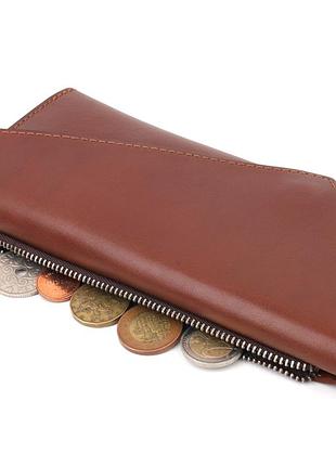 Практиковий чоловічий портмоне grande pelle 11424 коричневий5 фото