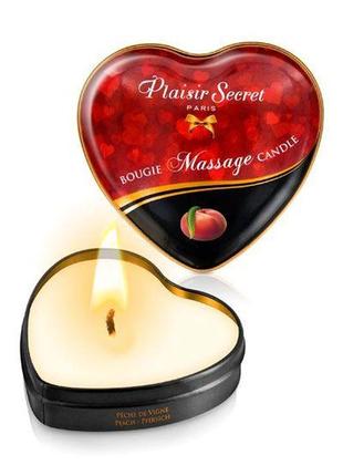 Массажная свеча сердечко с ароматом персика plaisirs secrets peach 35 мл (so1872)