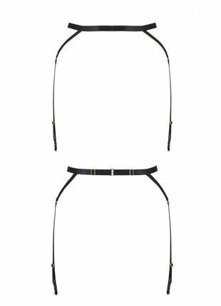 Пояс-стрепы с подвязками для чулок meggy garter belt black l/xl - passion exclusive