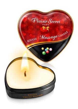 Масажна свічка сердечко з ароматом бабл гам plaisirs secrets bubble gum 35 мл (so1866)
